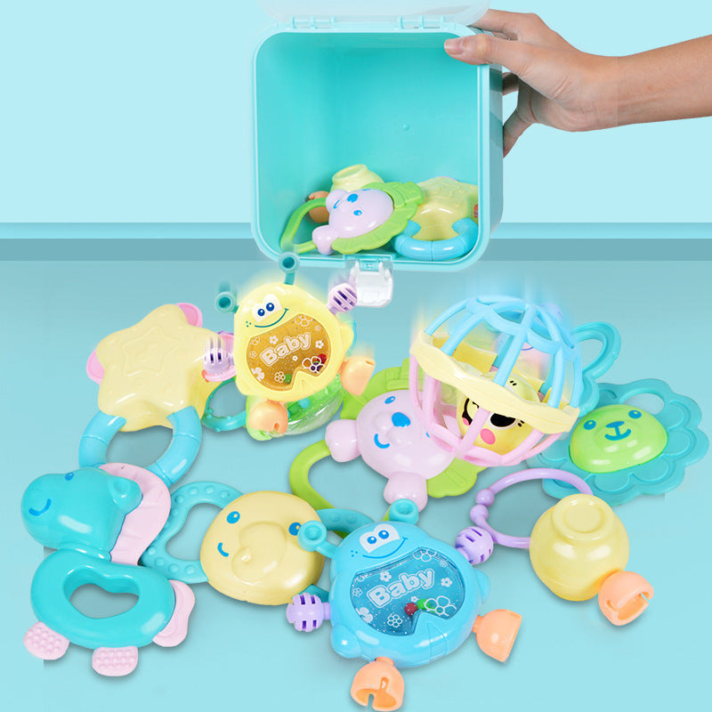 Storage box Baby hand rattle 0-1 years old, newborn baby early education educational toothpaste toys 0-3-6 -12 months