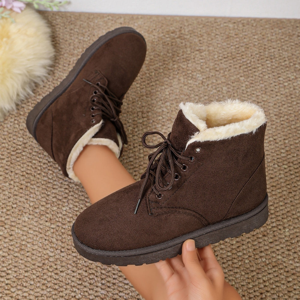 Fleece-lined short boots for women, thick-soled non-slip martin boots,  winter new style, warm snow boots, export plus size cotton shoes wholesale