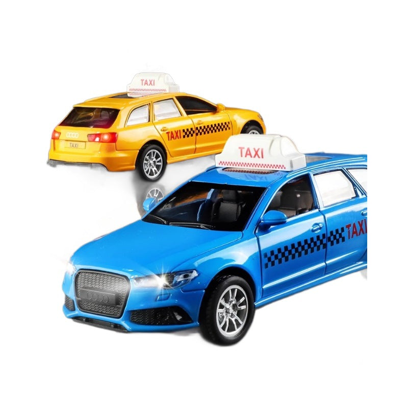 Large alloy taxi kids toy - realistic taxi car model with opening doors - ride-hailing vehicle toy for boys