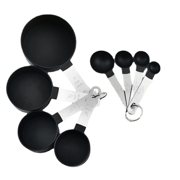 Cross-border spot stainless steel large-capacity measuring spoon plastic measuring cup 8-piece set with scale baking tool set for household use