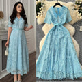 Xiaoxiangfeng dress women's frenchclassy sweet doll collar short sleeve waist slimming looklonglace dress