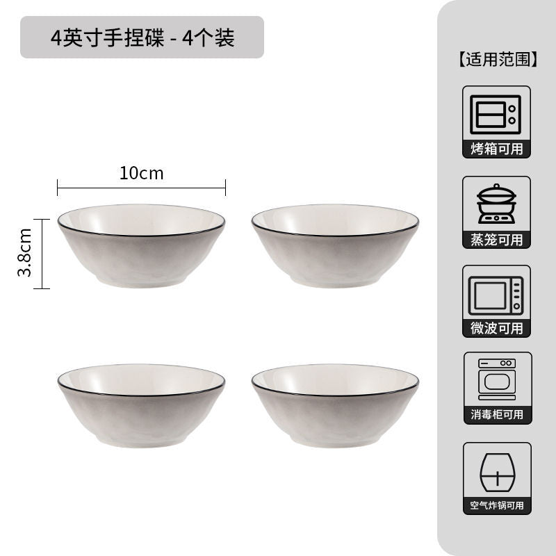 Gradient gray appearance underglaze color ceramic tablewarefor homeceramic bowl eating bowl good-looking bowl plate tableware suit