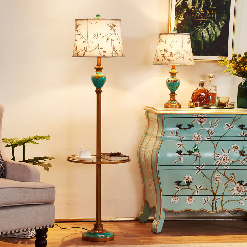 Coffee table american floor lamp living room bedroom master bedroom bedside table european floor lamp retro vertical bedside shelf