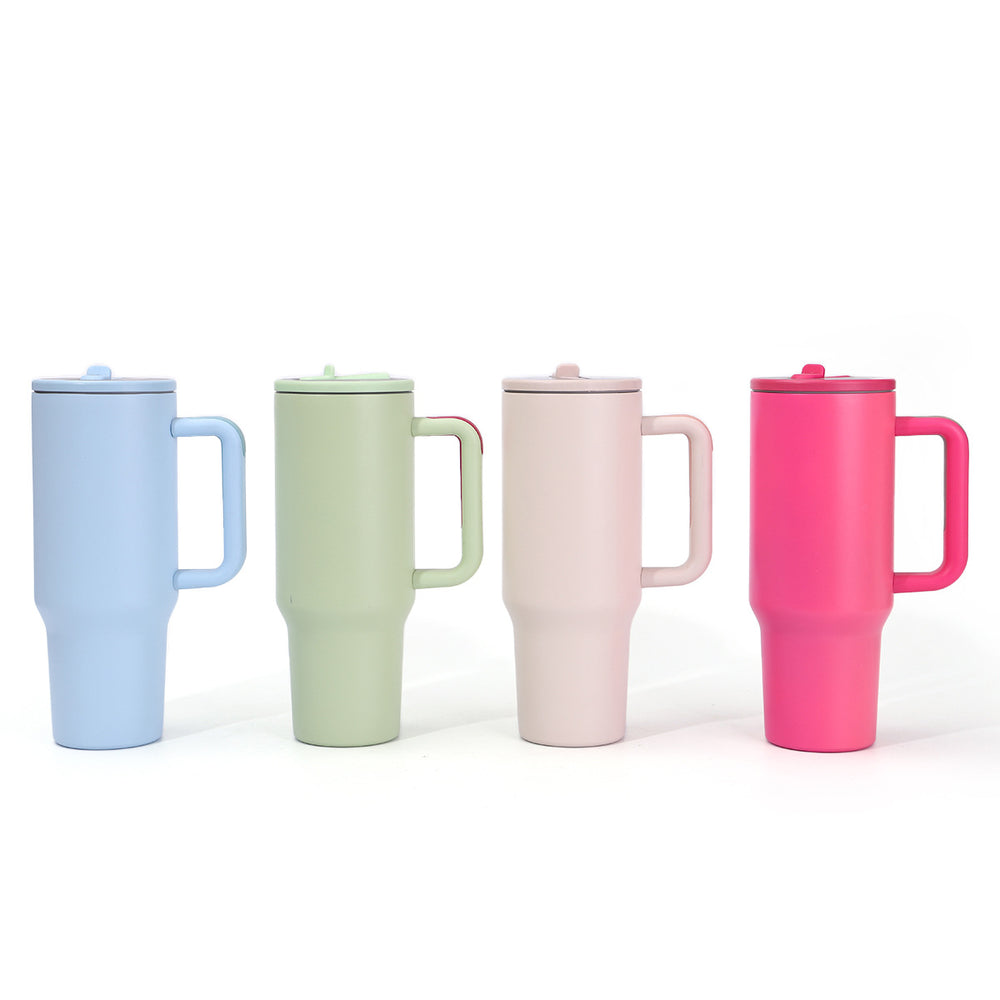 Custom 40oz fourth-generation handle ice tumbler, 304 stainless steel vacuum insulated cup, portable collapsible straw cup