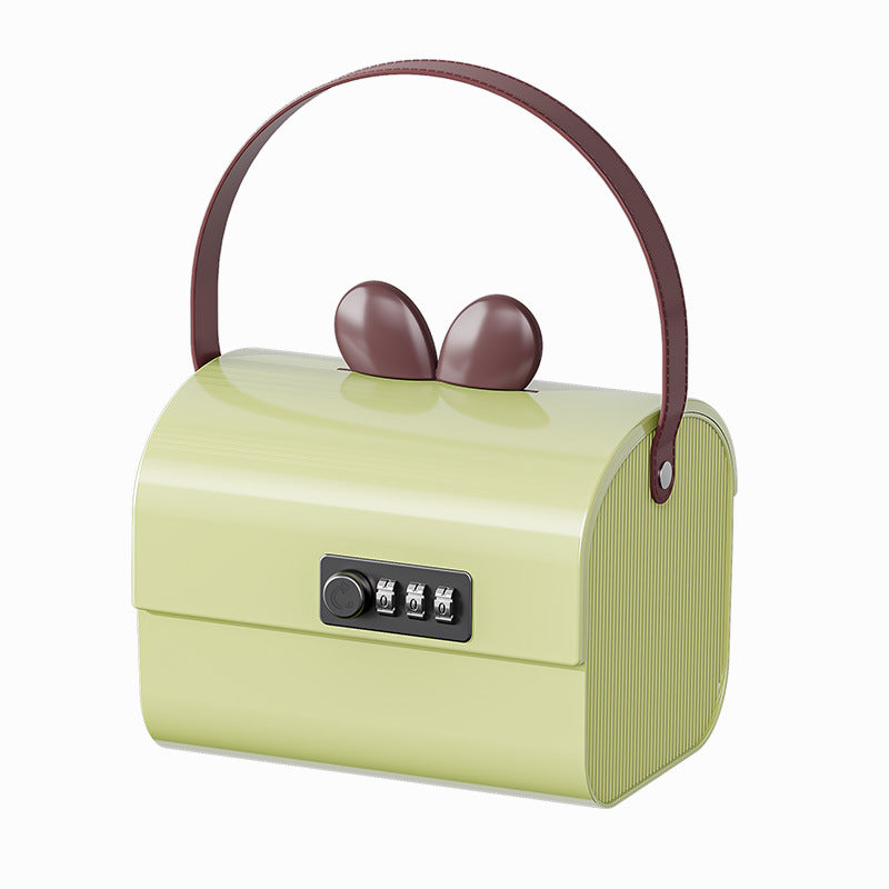 Password lock storage box Plastic children's cartoon deposit box Desktop storage box Large capacity Privacy file storage box