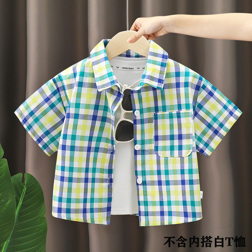 Kids' shirts: new  styles for boys - stylish cotton plaid shirts for spring and autumn. fashionable turn-down collar cardigans for toddlers and young children