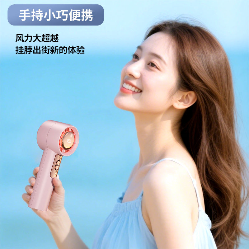 2026 new high-speed handheld fan, usb powered, mini digital display, portable mini desktop usb rechargeable