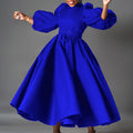 plus size women's clothing fashionlooseplus sizefashionpure color large skirt puff sleeve mid-length skirt african dress