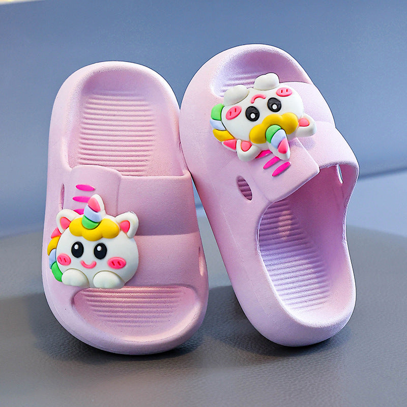 Kids' cartoon bath slippers - non-slip, indoor, summer, soft sole, cute slides for boys and girls
