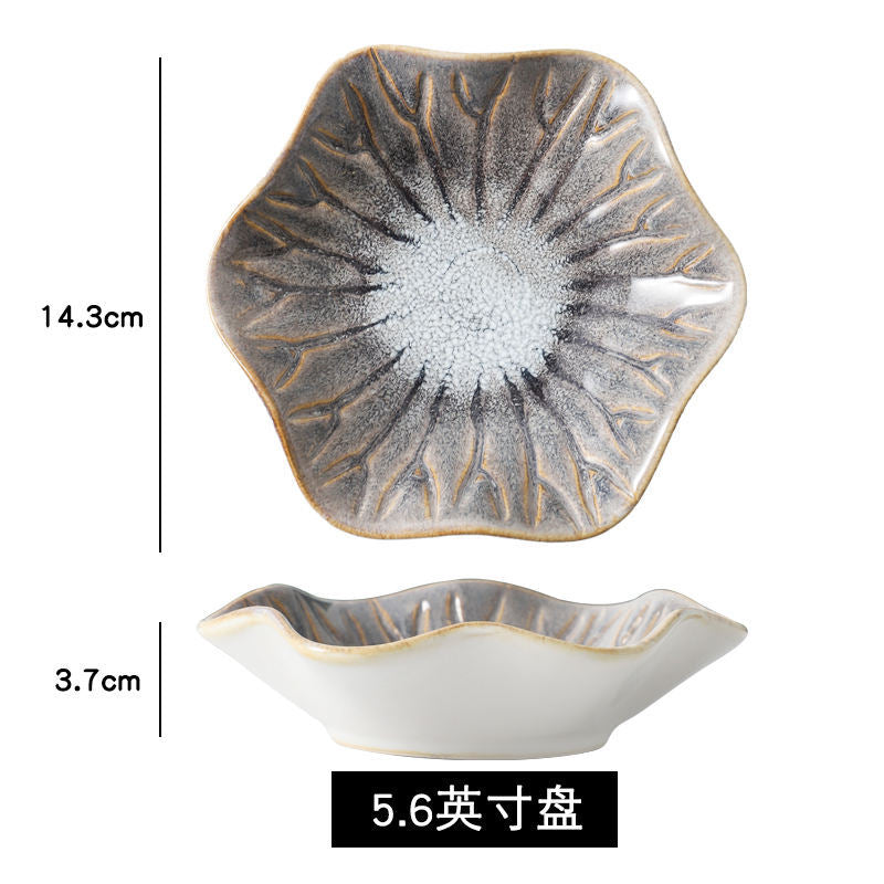 Japanese retro dipping sauce dish ceramic seasoning dish home restaurant stylish high-value seasoning snack dish cold dish plate
