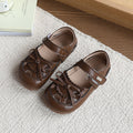 New girls' sandals: summer kids' fashion bow solid color princess shoes, soft sole hollow-out classic leather shoes