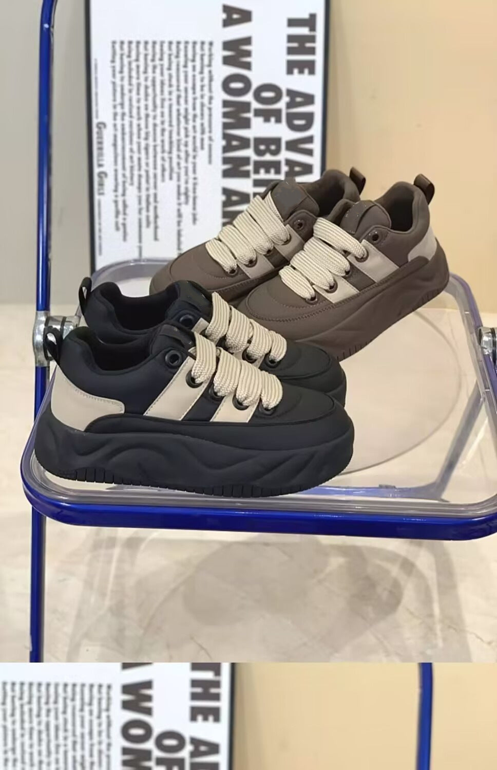 2025 spring/autumn new retro chunky sneakers - women's platform shoes, breathable wedge sneakers, casual athletic shoes