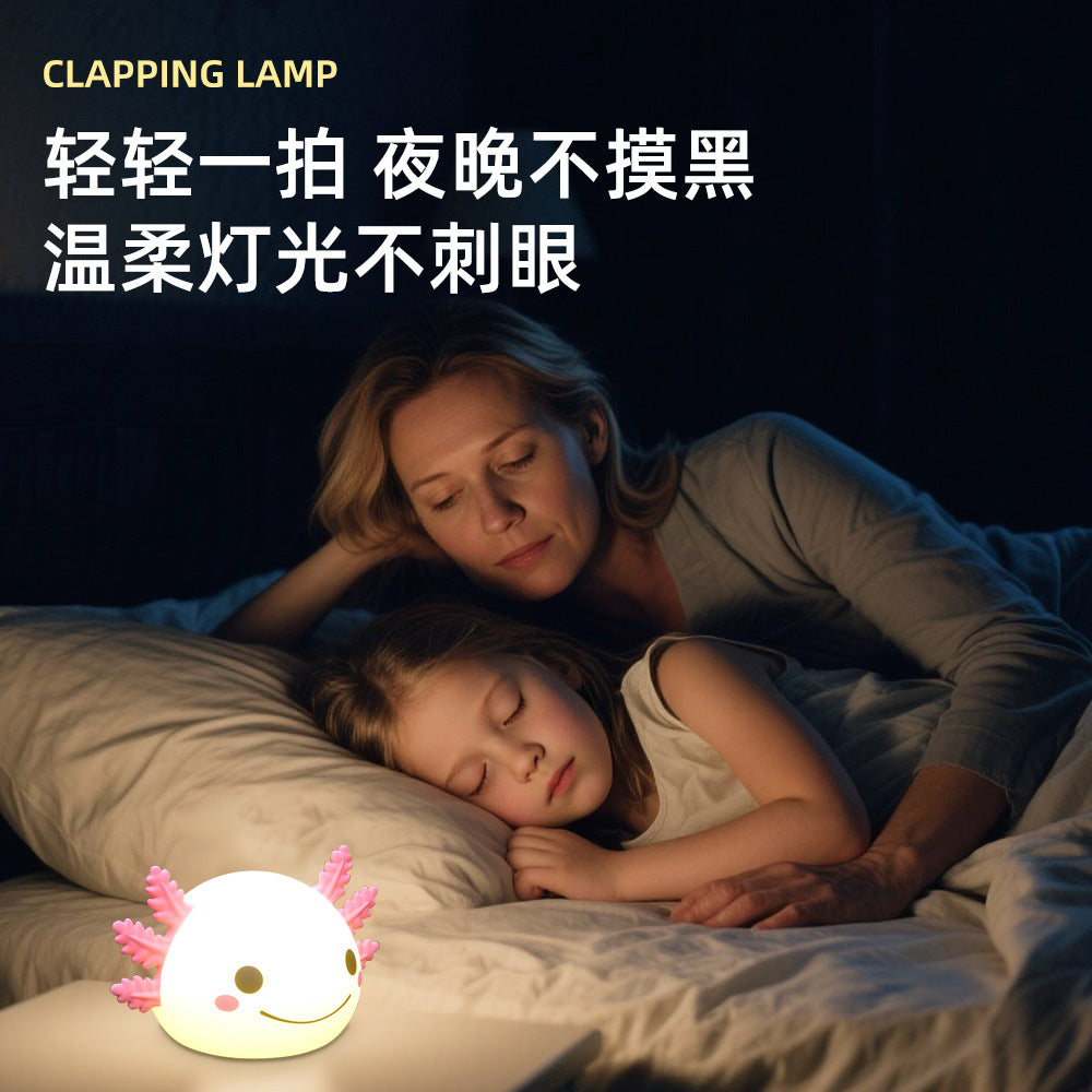 Creative silicone pat light, salamander night light USB charging, bedroom with 30 minutes of soft light eye protection night light