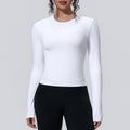 new arrival sports nude waist silmlong sleeves breathable yoga clothes t-shirt running training fitness tops for women