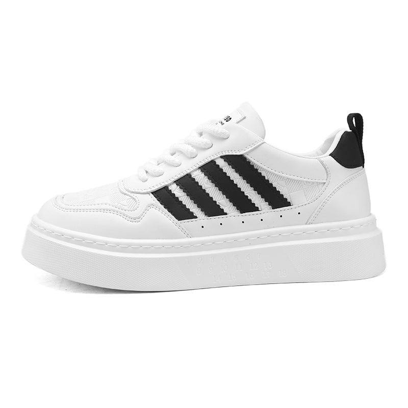 Men's white sneakers: spring breathable, trendy, casual, versatile, new 2026 height-increasing athletic skate shoes for students