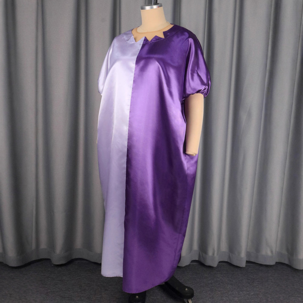 women's clothing african casualplus sizefashionloose robe round neck cut outcontrast colordressbubudress