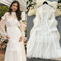 Fairy elegant dress  new french style 3d floral tie-waist lightweight mesh vacation dress
