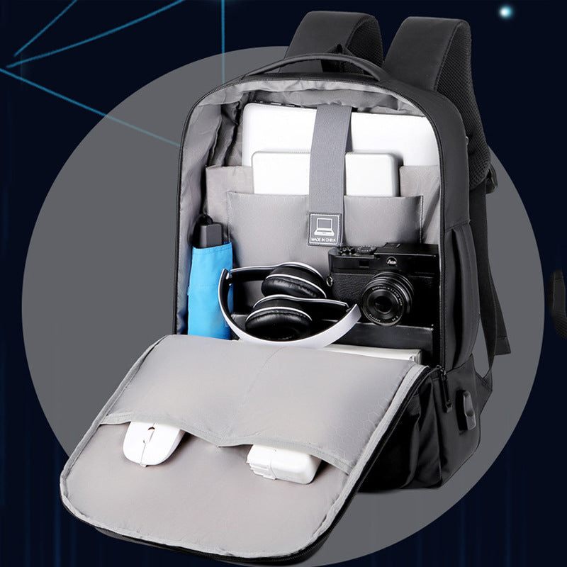 New business travel simple large capacity expandable schoolbag backpack waterproof scratch-proof leather film backpack