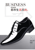Men's business patent leather dress shoes - new autumn collection, pointed toe slip-on loafers, low-cut formal shoes in plus sizes