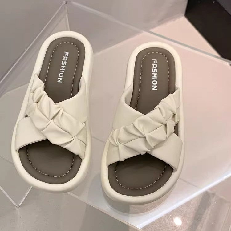 Trendy platform slides for women - summer 2026 new arrivals: versatile, non-slip, korean style beach sandals for summer