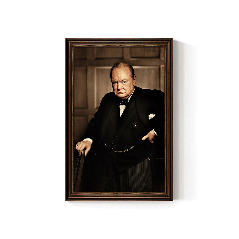 Churchill cigar bar decorative painting American celebrity retro bar club KTV box hanging painting tobacco and alcohol shop mural