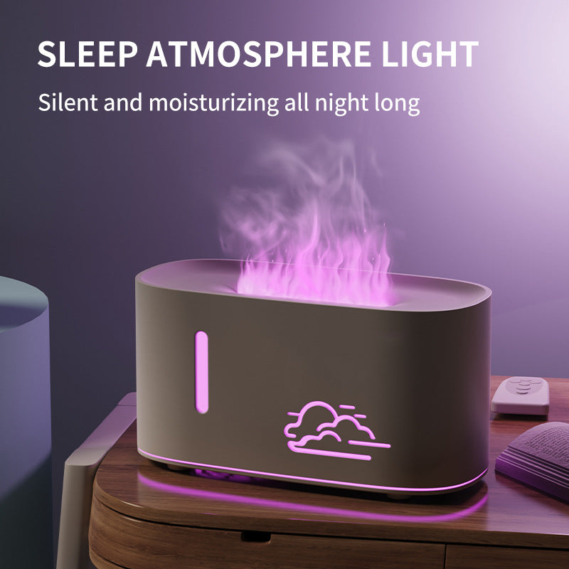 colorful simulated flame aroma diffuser - ultrasonic essential oil humidifier for home bedroom ambient lighting