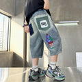 Boys' mid-length shorts - summer  new collection - kids' 5-inch shorts - big & tall boys' denim shorts - printed design