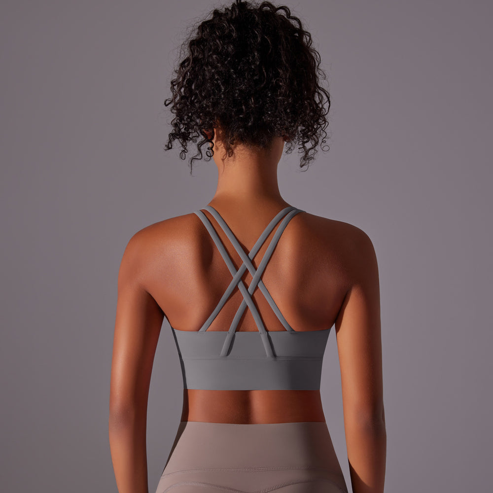 New arrival double-sided brushed cross back shockproof push-up sports intimates cloud-like yoga sports bra fitness tops