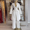 European and american cross-border women's fashion  spring new arrival: elegant mid-length long-sleeve blazer and high-waisted pants set