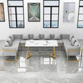 Rectangular table + long u-shaped combination 10-person gray sofa