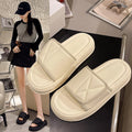 K-stylethick sole slippers for women 2024new arrival feeling of stepping on shit popularvelcroplaidcasualoutwear one-line sandals
