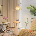 Fs-178 adjustable solid wood coffee table floor lamp: cream (wave)