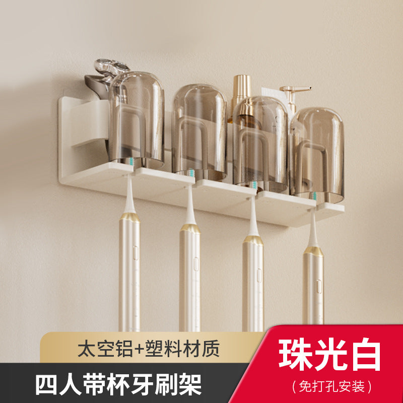 White bathroom rack No punching toilet Suction cup Wall-mounted toilet Wash table Storage corner triangular basket