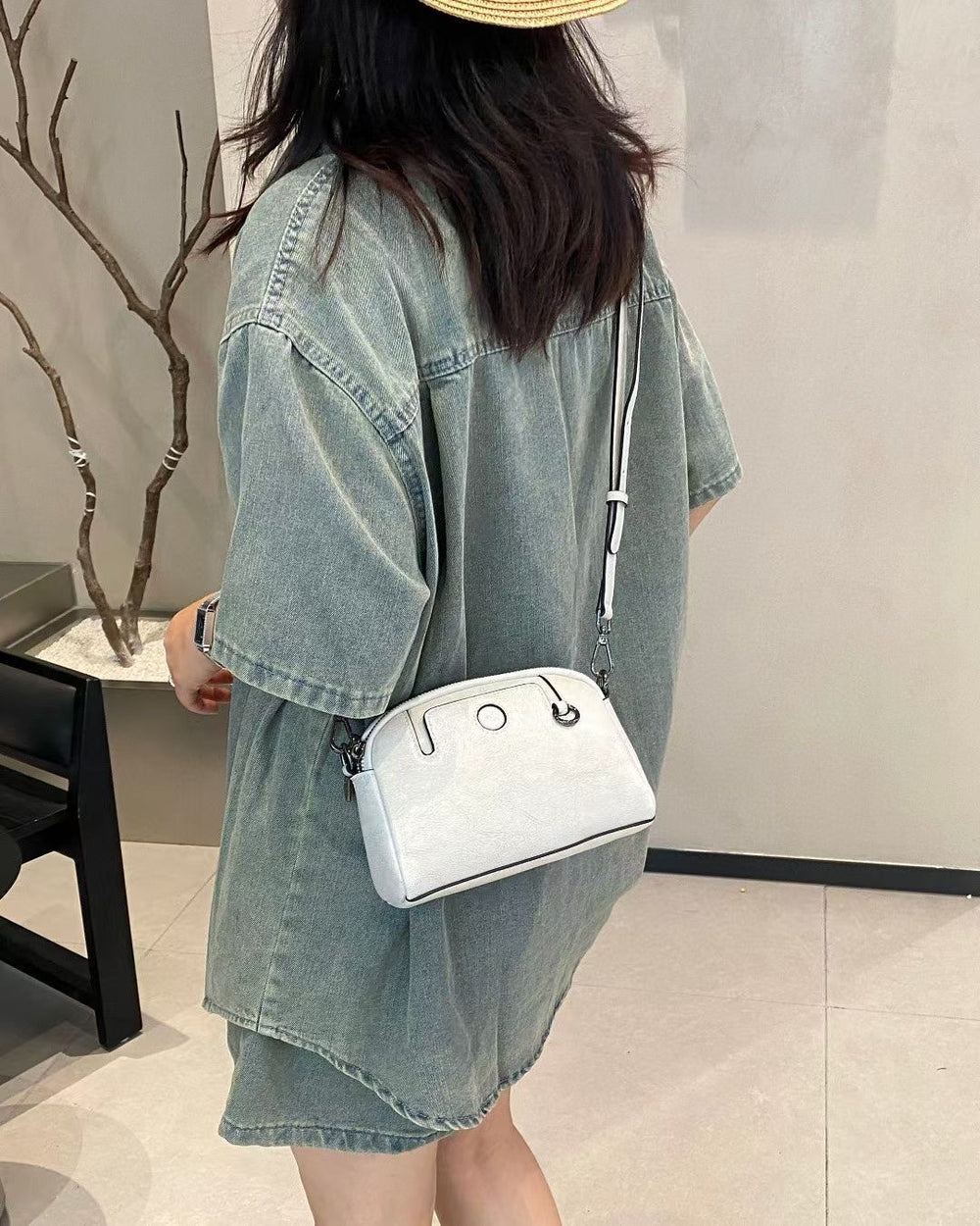 Tc genuine leather women's bag coin mobile phone bag 2025new arrival mahjong bag first layer cowhide single mini shoulder crossbody bag