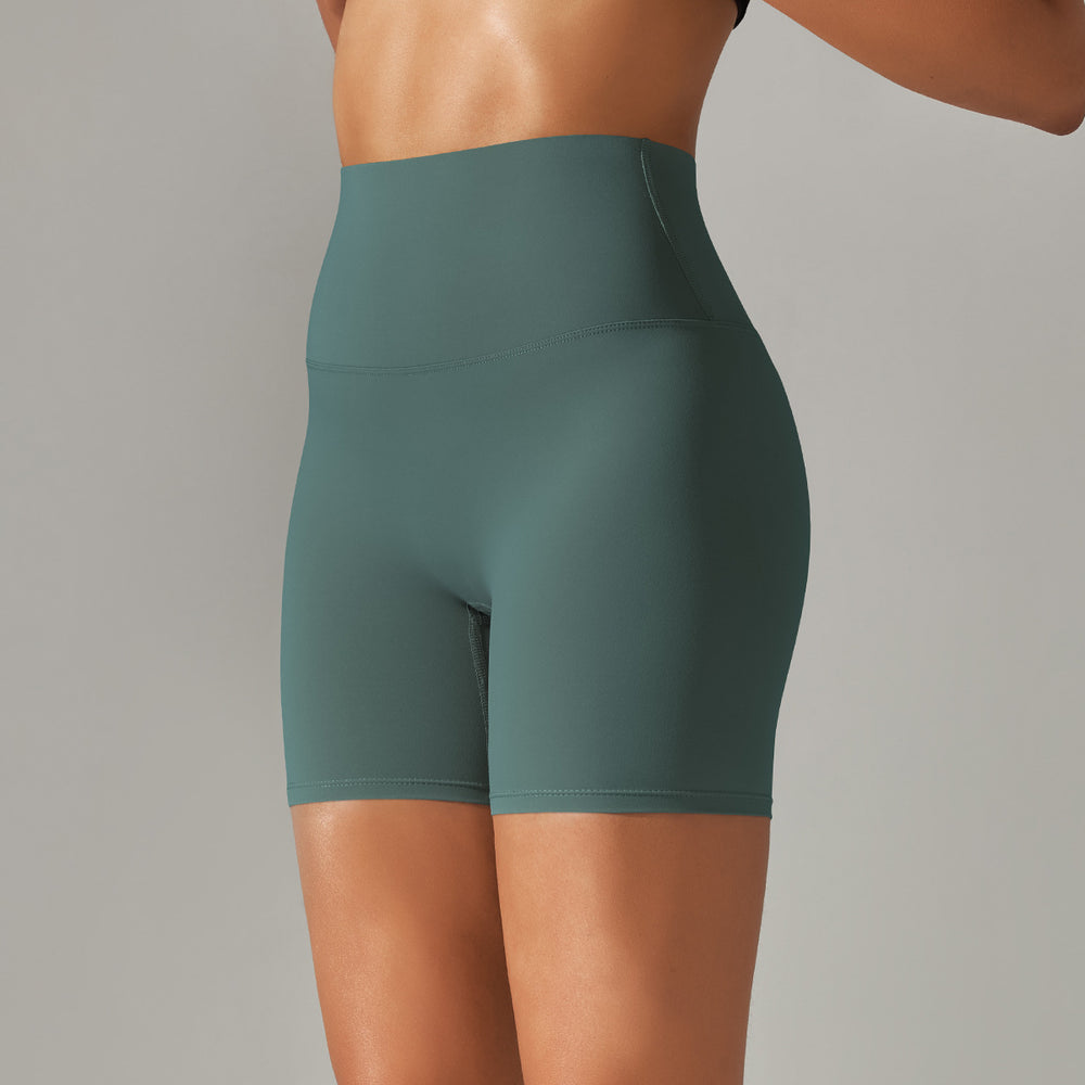 New arrival no awkward line nude high waist yoga pants women's double-sided brushed peach butt tight sports three-quarter pants
