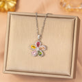 [titanium steel] fashion full diamond copper inlaid zirconium five-petal flower necklace for women, non-fading niche classy simple clavicle chain