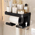 Hair dryer holder - no drilling required, wall-mounted hair dryer rack for bathroom, hair dryer organizer shelf