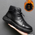 Men's winter warm cotton shoes - fleece lined, non-slip, casual high-top cotton shoes for men, elderly cotton shoes, men's leather cotton shoes for seniors