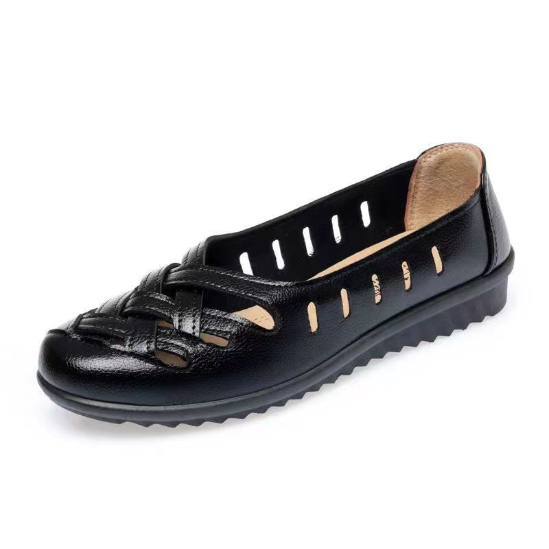 Soft leather soft bottom ladieswear shoes flatsabrasion resistantwaterproofbows work shoes wechat group purchase live broadcast one piece dropshipping