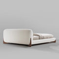 Factory direct: wabi-sabi style double bed - large size tatami bed for master bedroom - minimalist soft backrest lambswool fabric bed