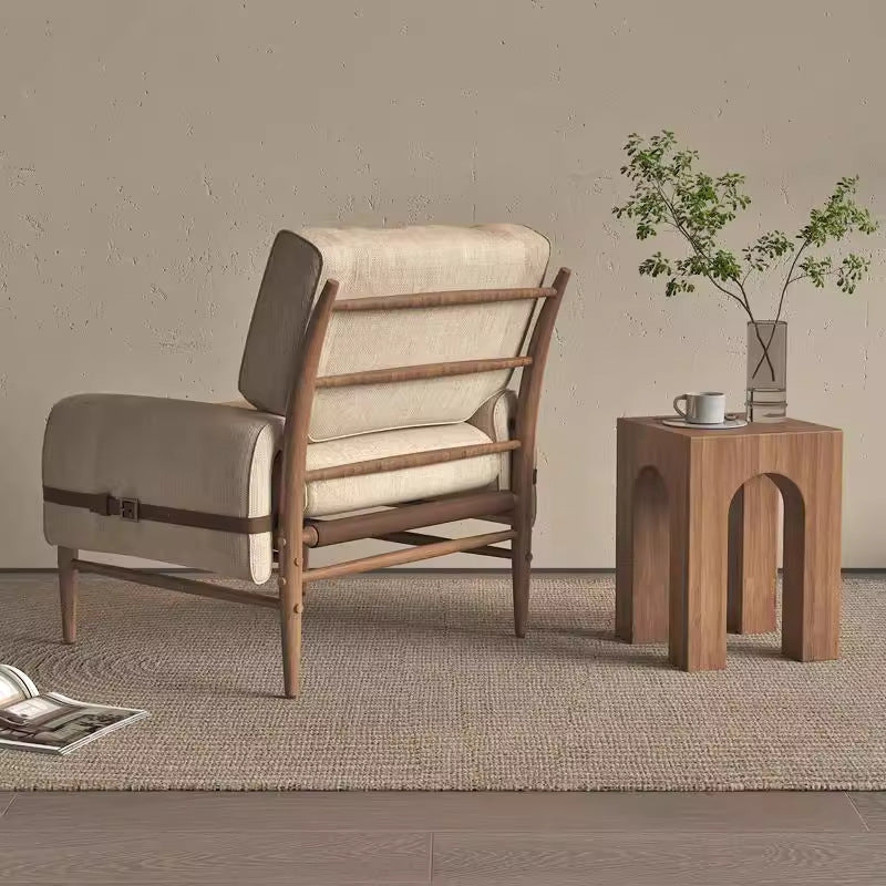 Nordic modern designer single sofa chair for home living room, villa, small apartment - italian style genuine leather leisure chair