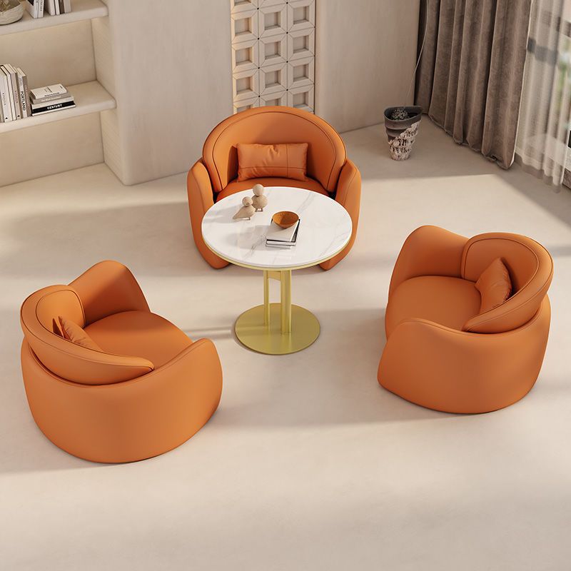 New arrival business negotiation sofa leather art lobby creative casual reception table and chairs orange and white surrounded combination furniture