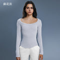 Modal yoga top - women's sexy one-shoulder long sleeve activewear - pilates & fitness t-shirt d25181
