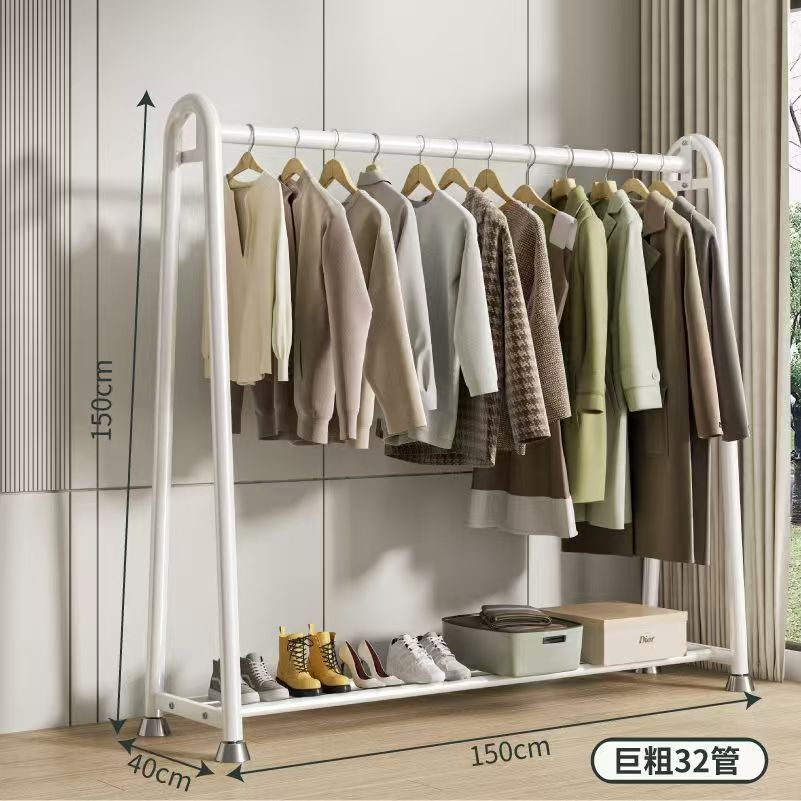 Simple coat rack Floor-to-ceiling indoor thickened clothes rack Household bedroom clothes storage rack Movable drying rack