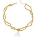 European and american cross-border retro minimalist faux pearl teardrop pendant necklace - unique design round beaded wrap choker