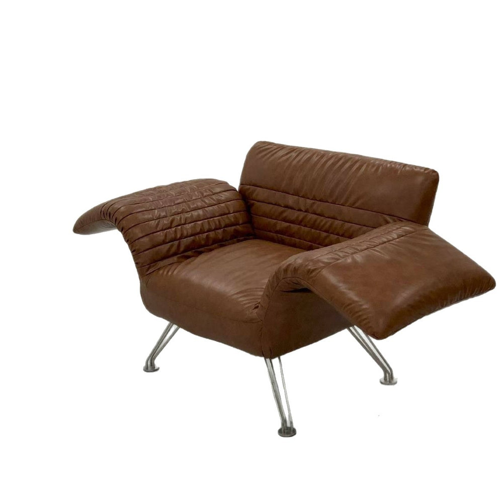 Italian desede leather casual chair, vintage-inspired folding airplane chair, armchair, single chair, sofa chair, recliner