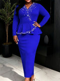 Fashionable banquet fitted ruffle hem bodycon dress - work-ready professional v-neck beaded elegant dress