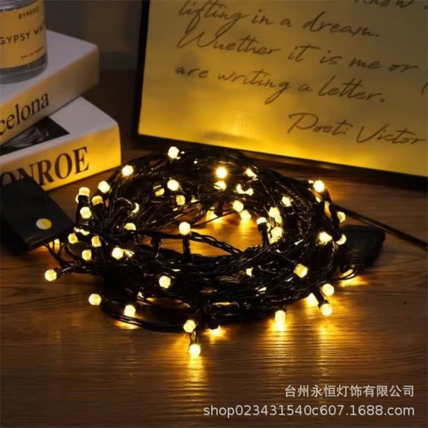 V8 hexagonal light string masonry fog round head gypsy outdoor camping atmosphere courtyard decoration lights
