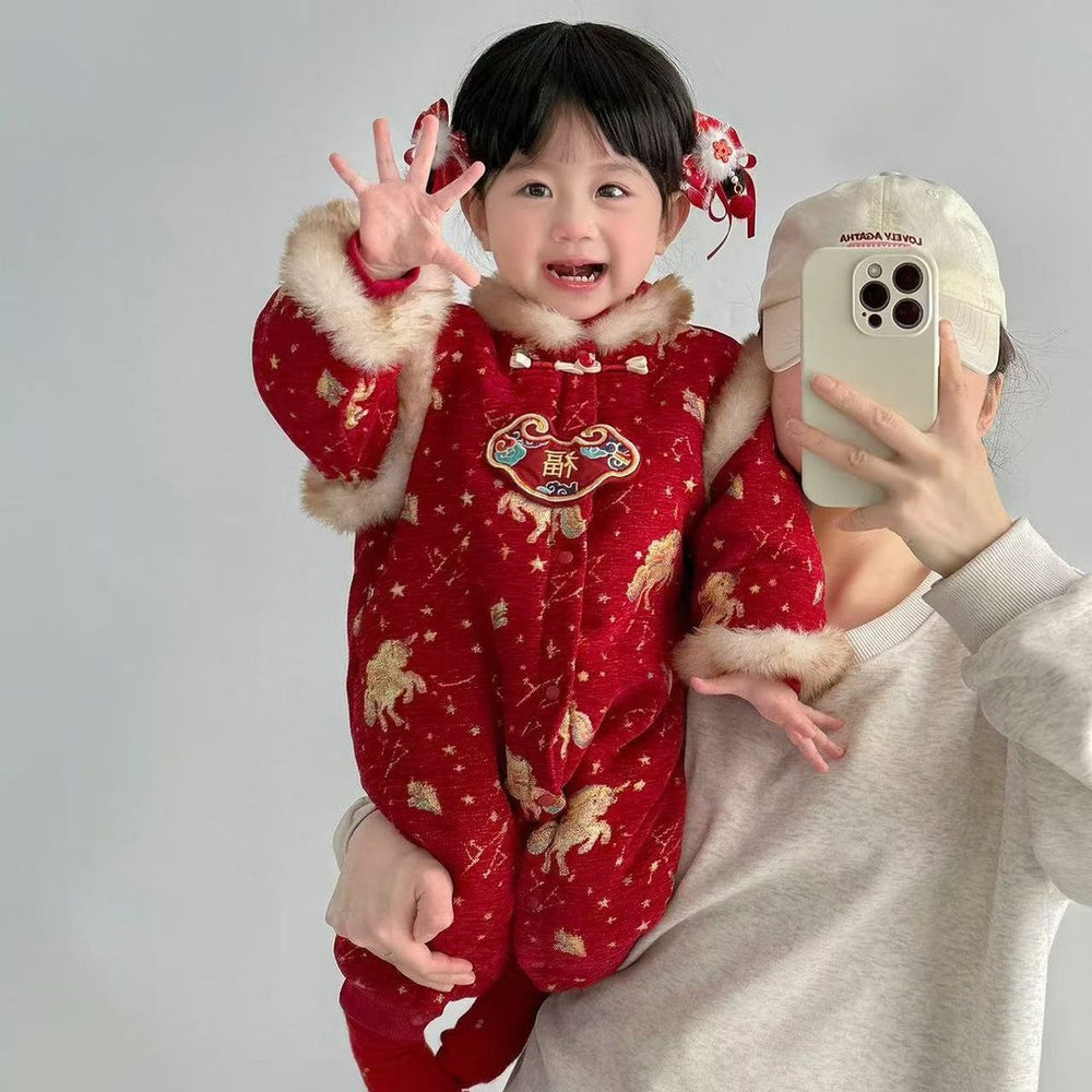 Newborn infant rompers baby clothes autumn and winter outfits new year's outfit winter baby first birthday dress outdoor wear onesies