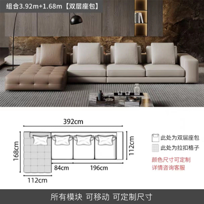 Lawrence genuine leather sofa italian normcore large and small apartment house villa customer corner sofa modern straight row leather sofa